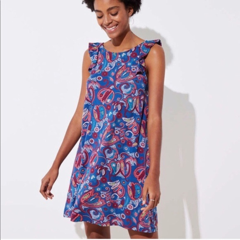 LOFT SP/Small Petite Flutter Paisley Swing Dress